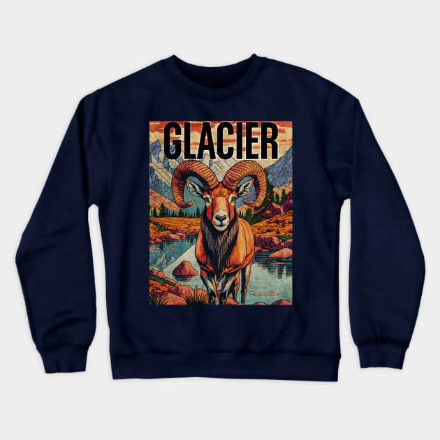 Glacier National Park Crewneck Sweatshirt by Midcenturydave